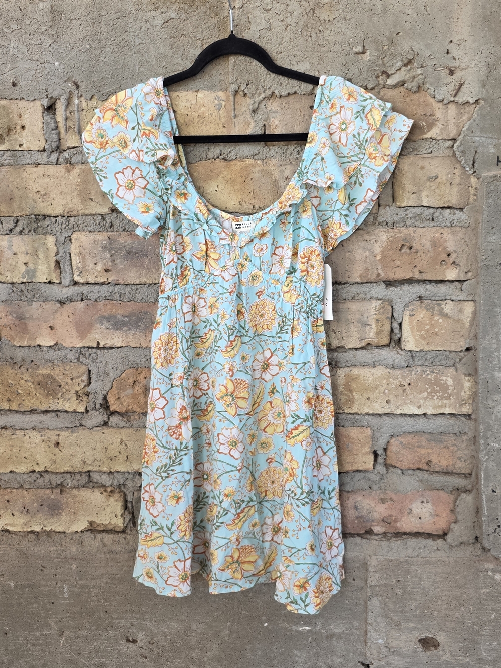 Billabong Enchant Me Mini Dress Aqua Floral Boho NWT Size Small
